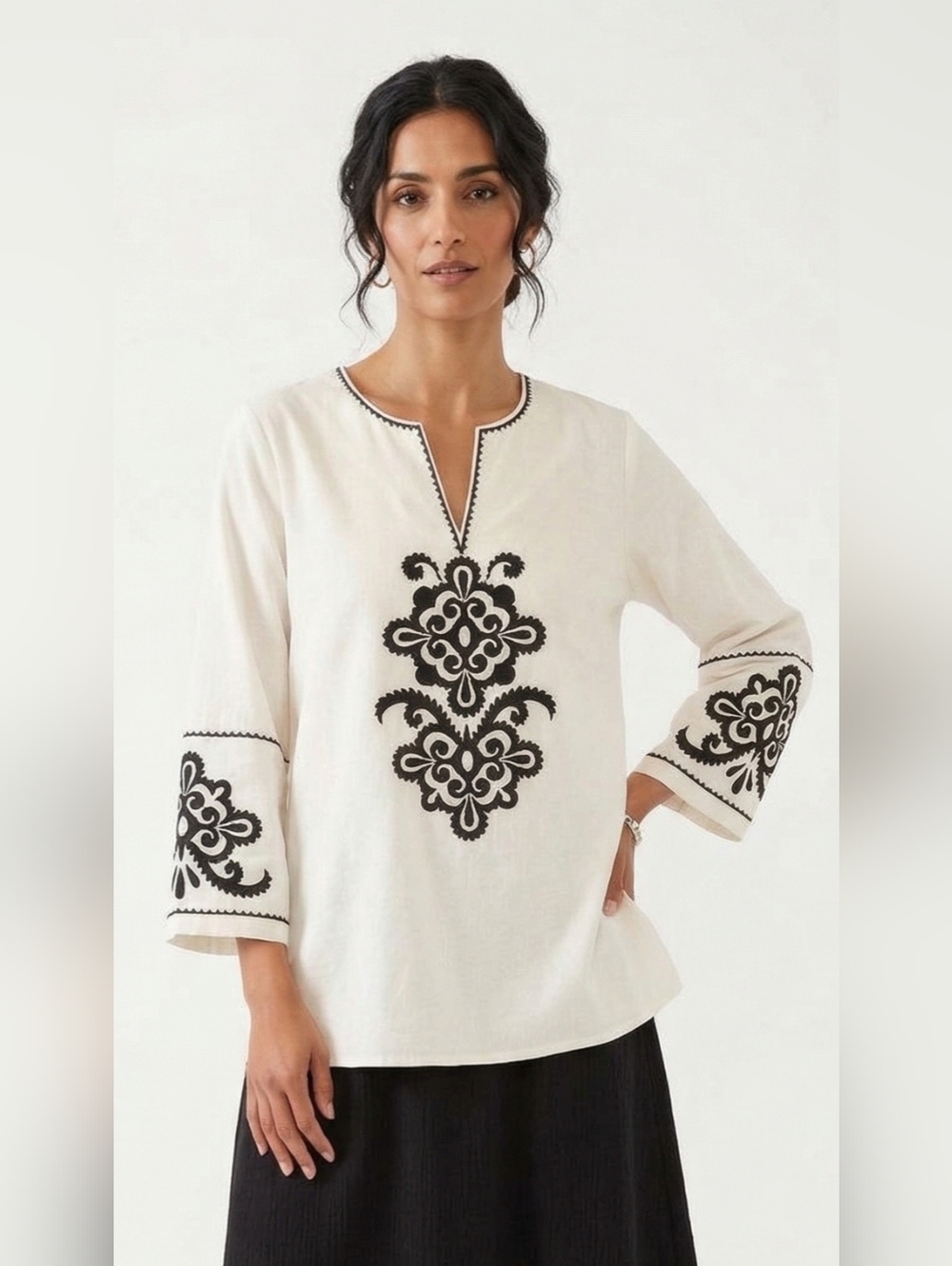 NWT Karen Kane Embroidered Cotton Tuni Top Size S